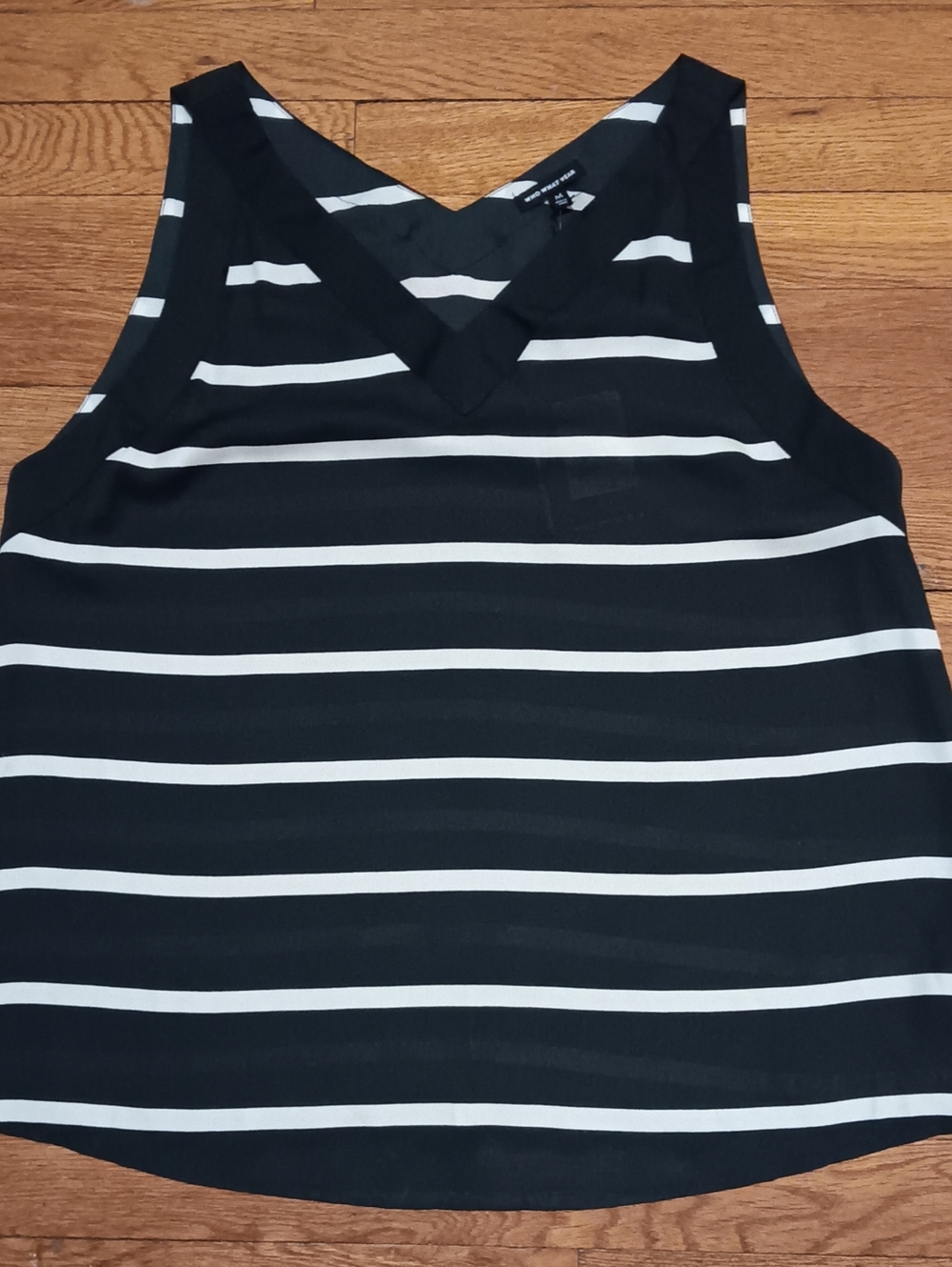 NWT Who What Wear Black and White Striped V-Neck Tank